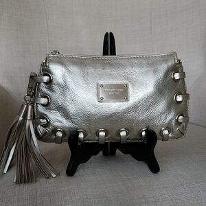 Michael Kors Metallic White Gold Vintage Clutch Purse
